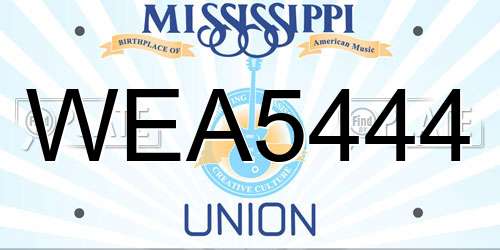 WEA5444 Mississippi License Plate