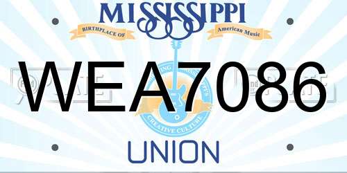 WEA7086 Mississippi License Plate