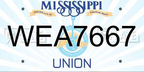 WEA7667 Mississippi License Plate