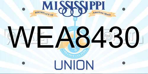 WEA8430 Mississippi License Plate