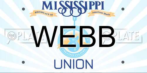 WEBB Mississippi License Plate