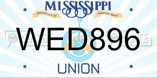 WED896 Mississippi License Plate