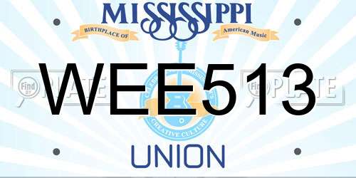 WEE513 Mississippi License Plate