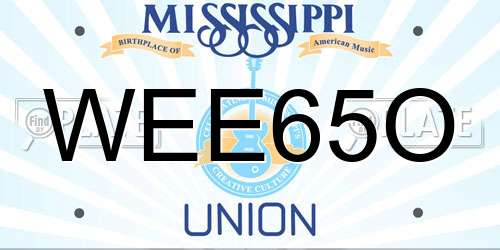 WEE65O Mississippi License Plate