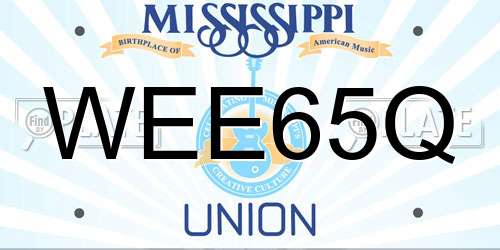 WEE65Q Mississippi License Plate