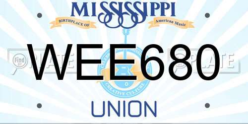 WEE680 Mississippi License Plate