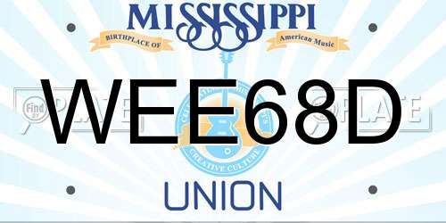 WEE68D Mississippi License Plate