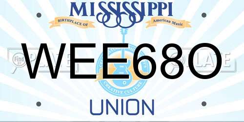 WEE68O Mississippi License Plate