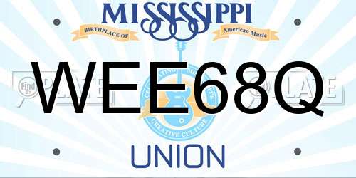 WEE68Q Mississippi License Plate