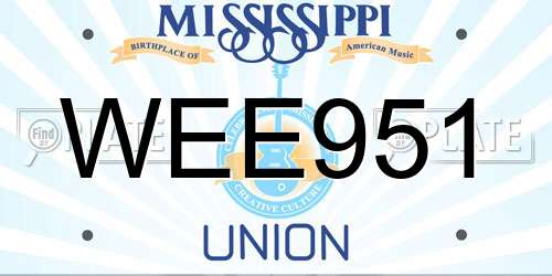 WEE951 Mississippi License Plate