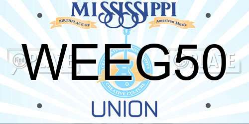 WEEG50 Mississippi License Plate