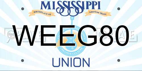 WEEG80 Mississippi License Plate