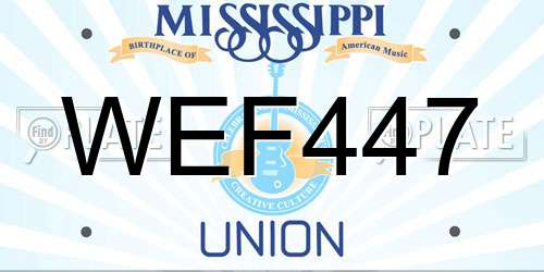 WEF447 Mississippi License Plate