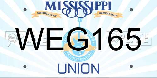 WEG165 Mississippi License Plate