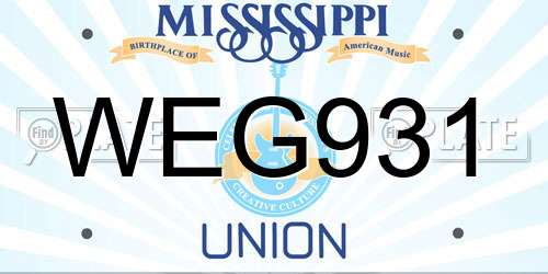 WEG931 Mississippi License Plate