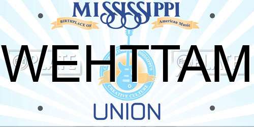 WEHTTAM Mississippi License Plate