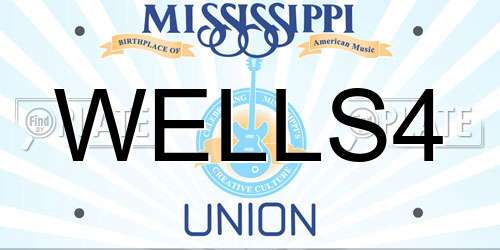 WELLS4 Mississippi License Plate
