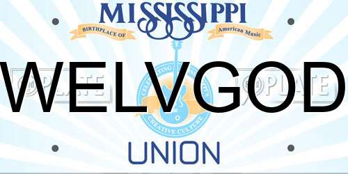 WELVGOD Mississippi License Plate