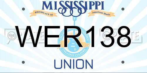 WER138 Mississippi License Plate