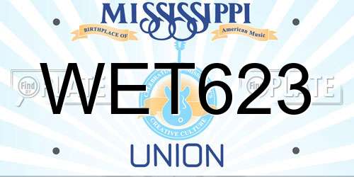 WET623 Mississippi License Plate