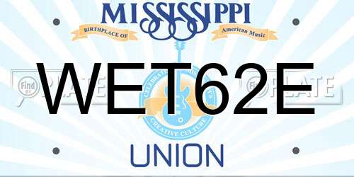 WET62E Mississippi License Plate