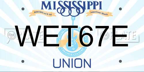 WET67E Mississippi License Plate