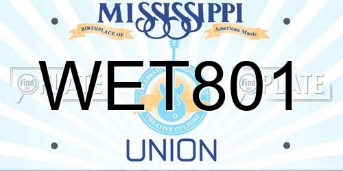 WET801 Mississippi License Plate