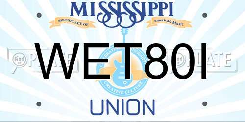 WET80I Mississippi License Plate
