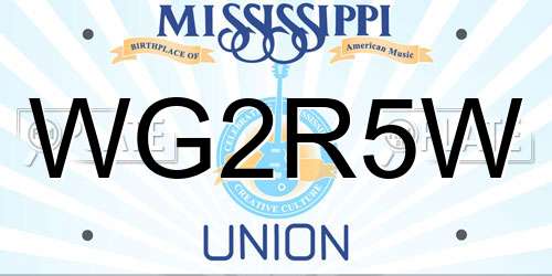 WG2R5W Mississippi License Plate