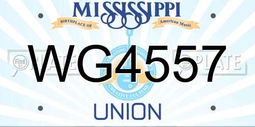 WG4557 Mississippi License Plate