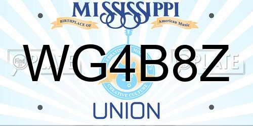 WG4B8Z Mississippi License Plate