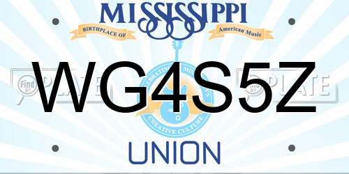 WG4S5Z Mississippi License Plate