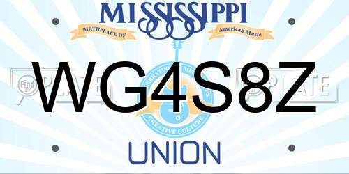WG4S8Z Mississippi License Plate