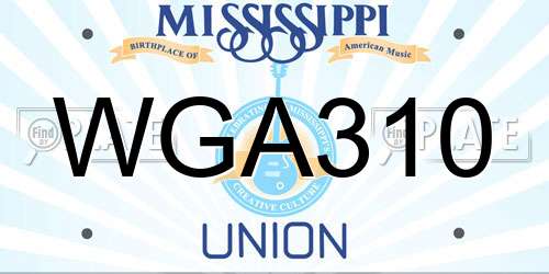WGA310 Mississippi License Plate
