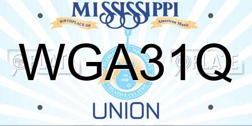 WGA31Q Mississippi License Plate