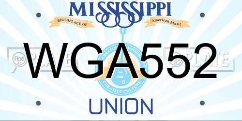 WGA552 Mississippi License Plate