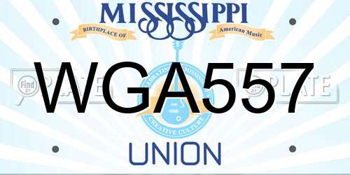 WGA557 Mississippi License Plate