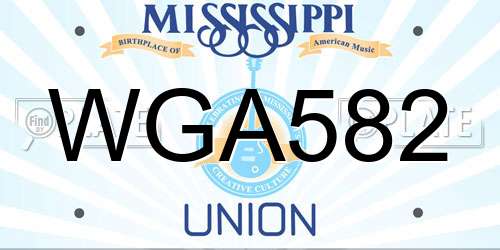 WGA582 Mississippi License Plate