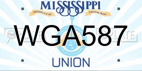 WGA587 Mississippi License Plate