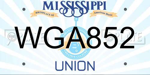 WGA852 Mississippi License Plate