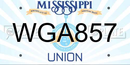 WGA857 Mississippi License Plate