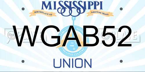 WGAB52 Mississippi License Plate