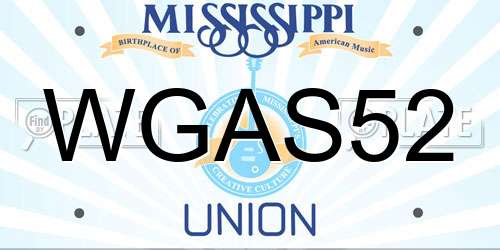 WGAS52 Mississippi License Plate