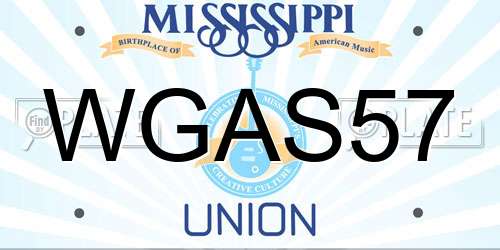 WGAS57 Mississippi License Plate