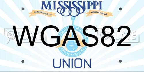 WGAS82 Mississippi License Plate