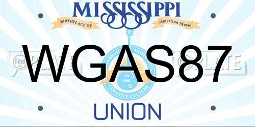 WGAS87 Mississippi License Plate