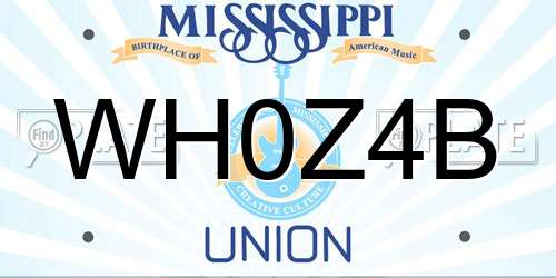 WH0Z4B Mississippi License Plate