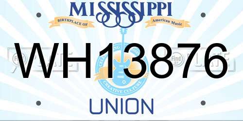 WH13876 Mississippi License Plate