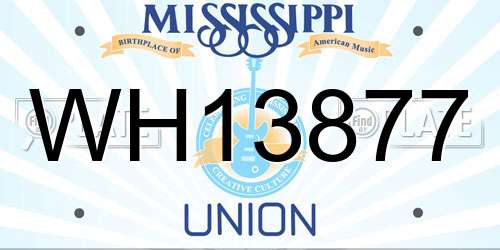 WH13877 Mississippi License Plate