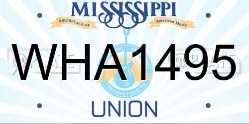 WHA1495 Mississippi License Plate